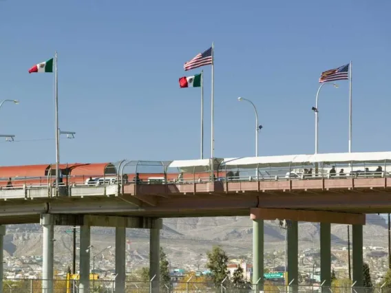 flags at border bridge