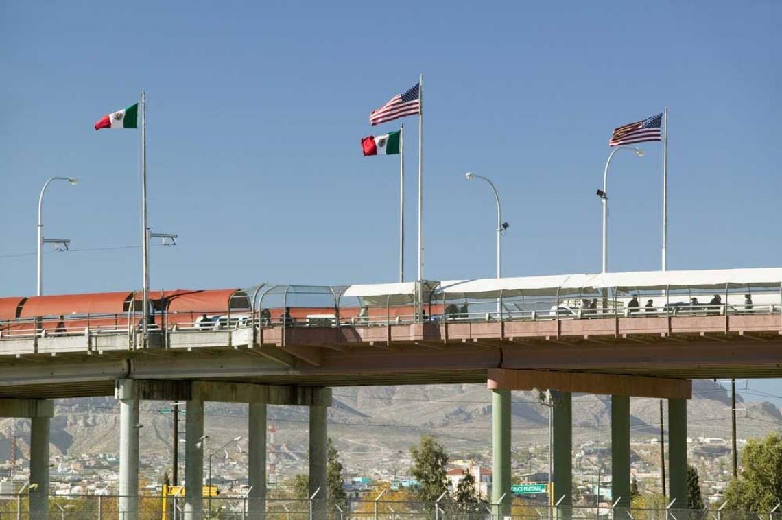 flags at border bridge